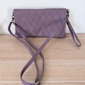Purple Faux Leather Crossbody Clutch